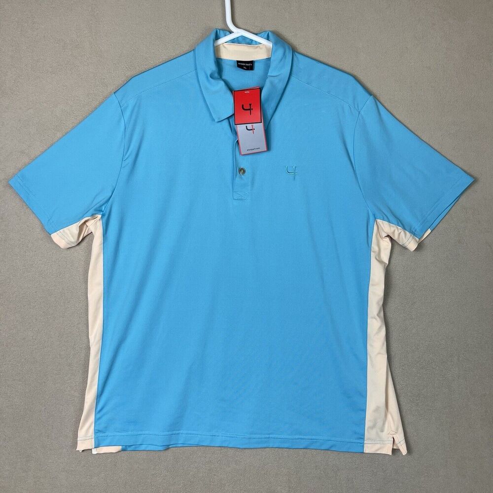 Short Par 4 Polo Shirt Mens Extra Large Blue Golf Rugby Preppy Adult NWD‎